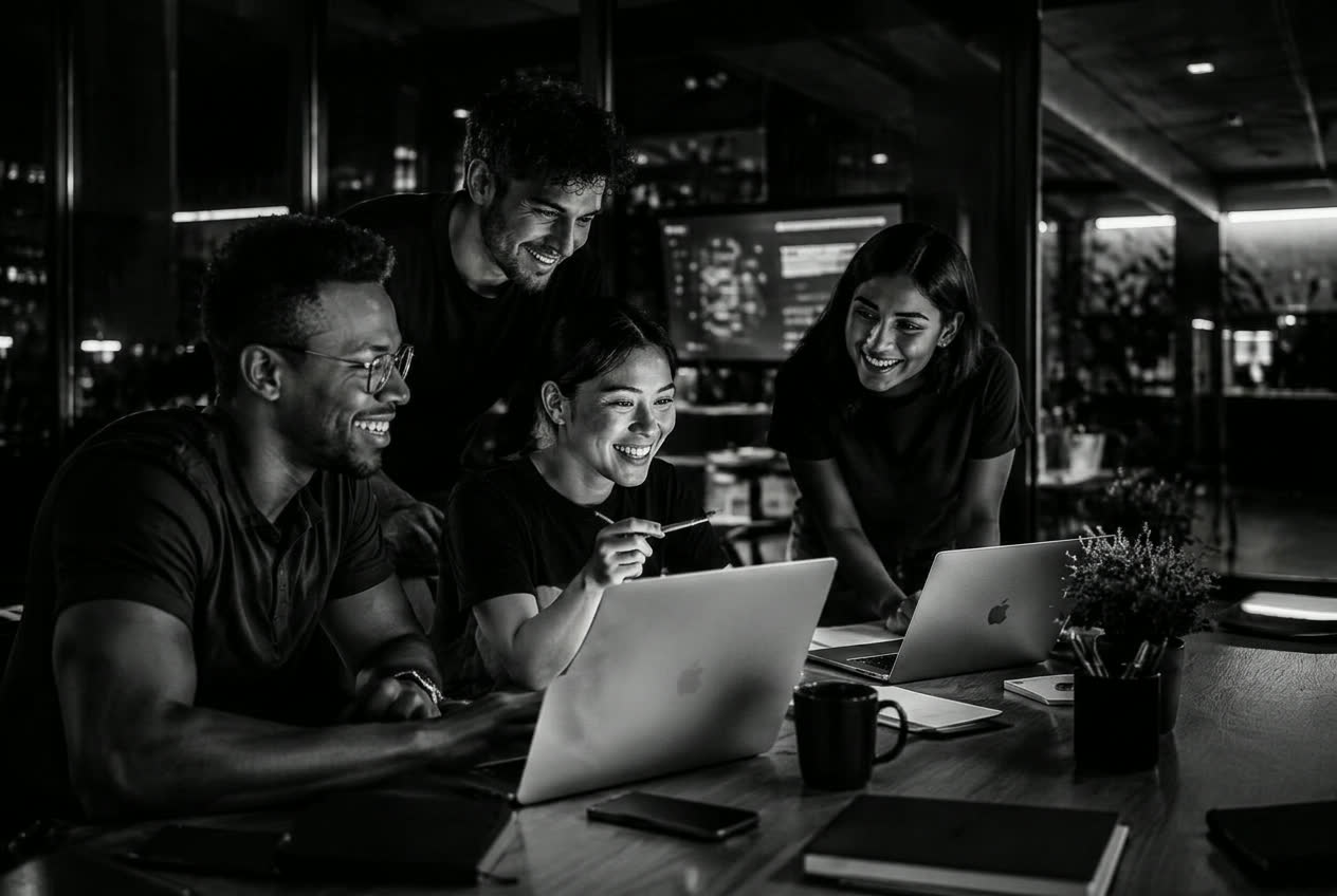 ATHLAI team reviewing products together in a modern office